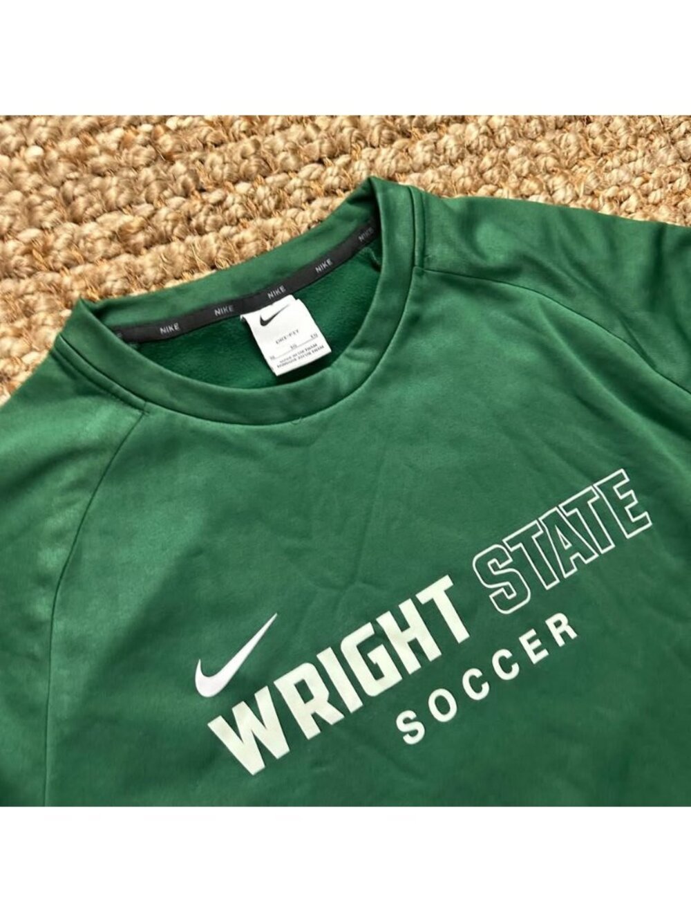 Nike Dri-Fit Wright State University Soccer Sweatshirt Mens Green Long Sleeve La